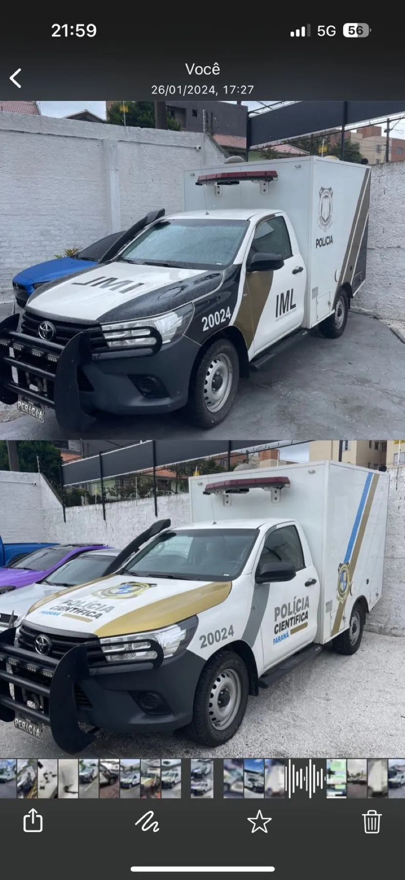 Toyota Hilux da Polícia Científica e IML do Paraná plotada