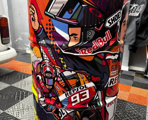 Tambor de 200 litros envelopado tema Marc Marquez 93 Repsol